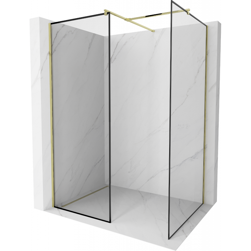 Mexen Kioto Walk-in Duschwand 130 x 120 cm, schwarzes Muster, gold - 800-130-202-50-70-120