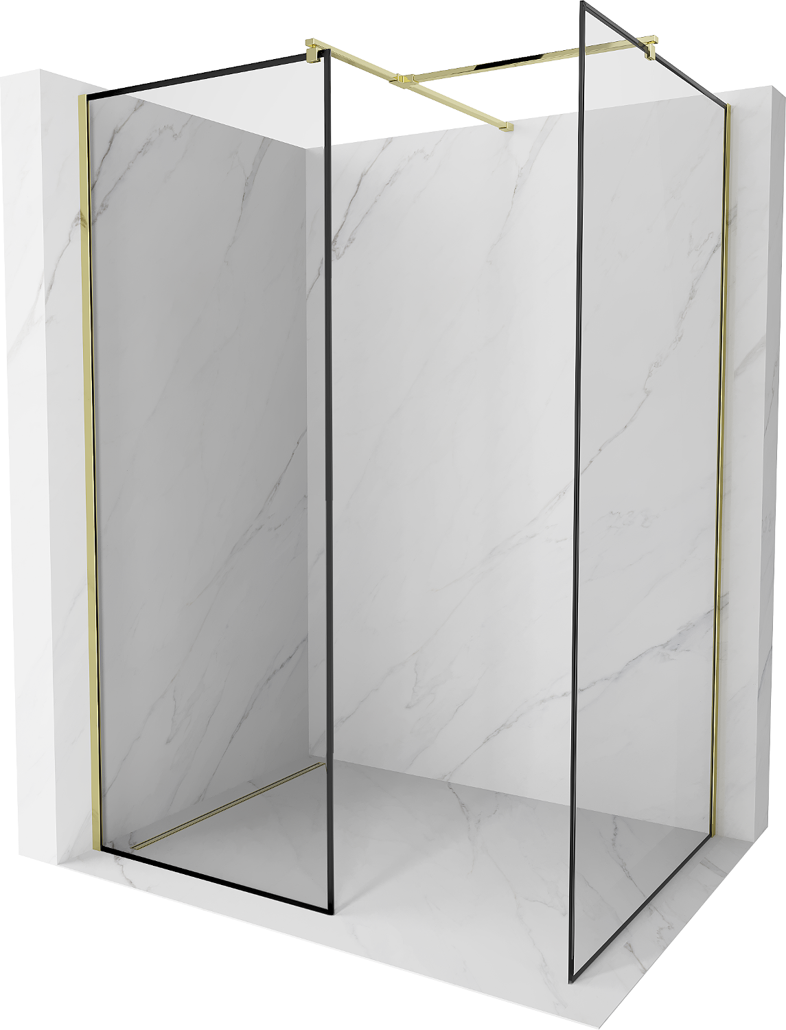 Mexen Kioto Walk-in Duschwand 130 x 120 cm, schwarzes Muster, gold - 800-130-202-50-70-120