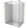 Mexen Kioto Walk-in-Duschwand 150 x 80 cm, schwarzes Muster, gebürstetes Gold - 800-150-202-55-70-080