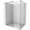 Mexen Kioto Duschwand Walk-in 130 x 120 cm, schwarzes Muster, gebürstetes Gold - 800-130-202-55-70-120