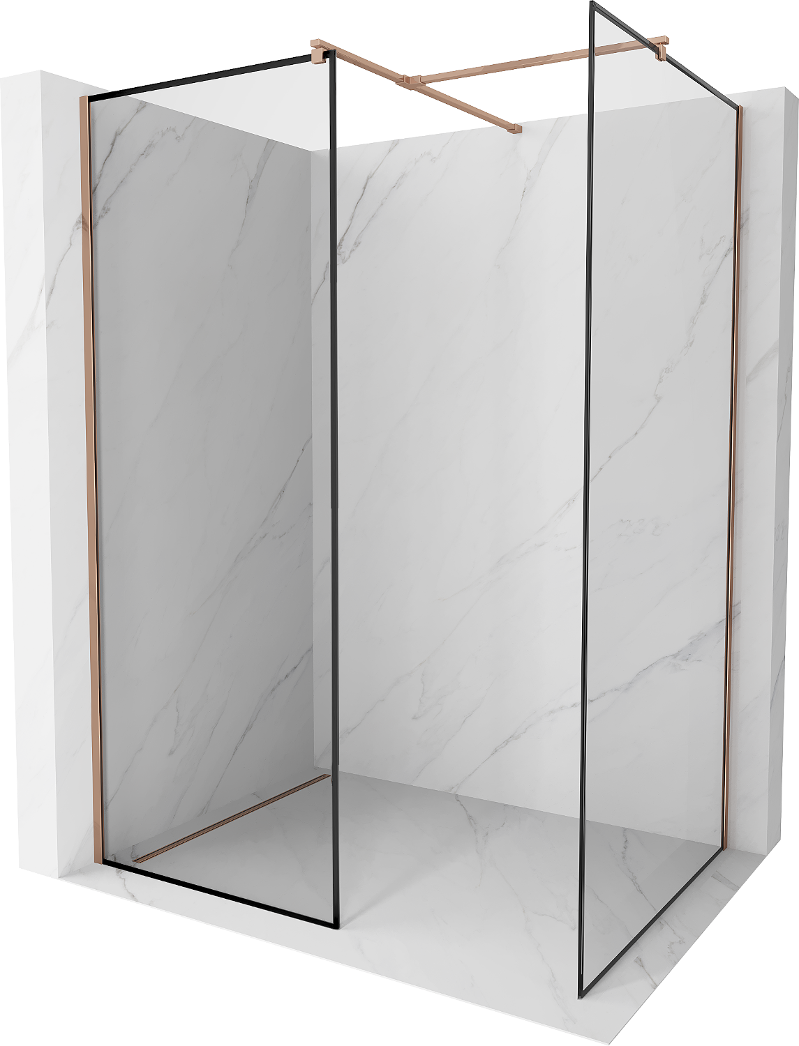 Mexen Kioto Duschwand Walk-in 120 x 80 cm, schwarzes Muster, roségold - 800-120-202-60-70-080