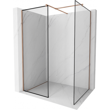 Mexen Kioto Duschwand Walk-in 100 x 90 cm, schwarzes Muster, roségold - 800-100-202-60-70-090