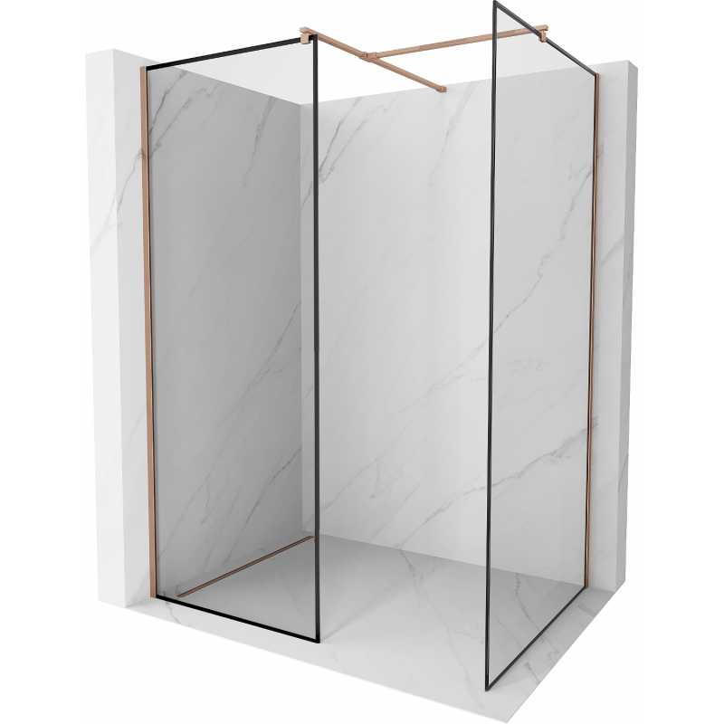 Mexen Kioto Duschwand Walk-in 110 x 90 cm, schwarzes Muster, roségold - 800-110-202-60-70-090