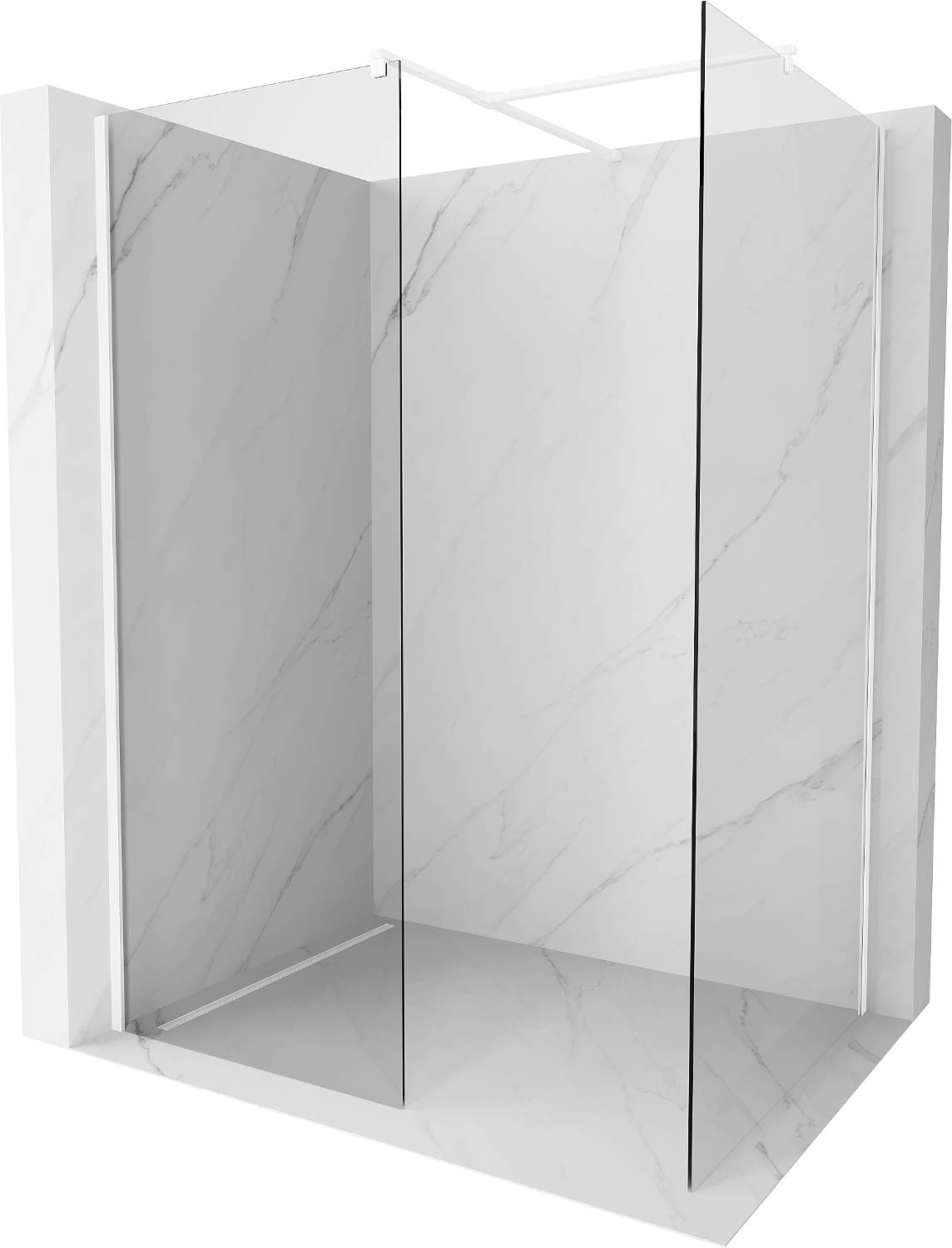 Mexen Kioto Walk-in-Dusche 130 x 100 cm, transparent, weiß - 800-130-202-20-00-100