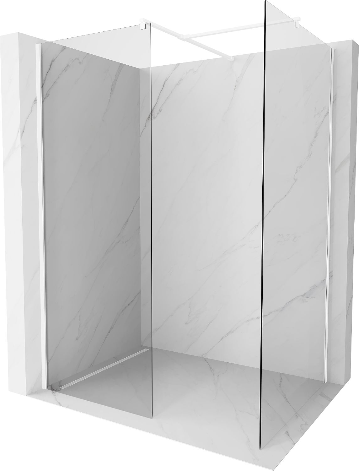 Mexen Kioto Walk-in-Dusche 145 x 110 cm, transparent, weiß - 800-145-202-20-00-110