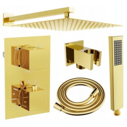 Mexen Cube DR02 Brausegarnitur für Unterputzmontage z Kopfbrause 30 cm, Gold - 77502DR0230-50