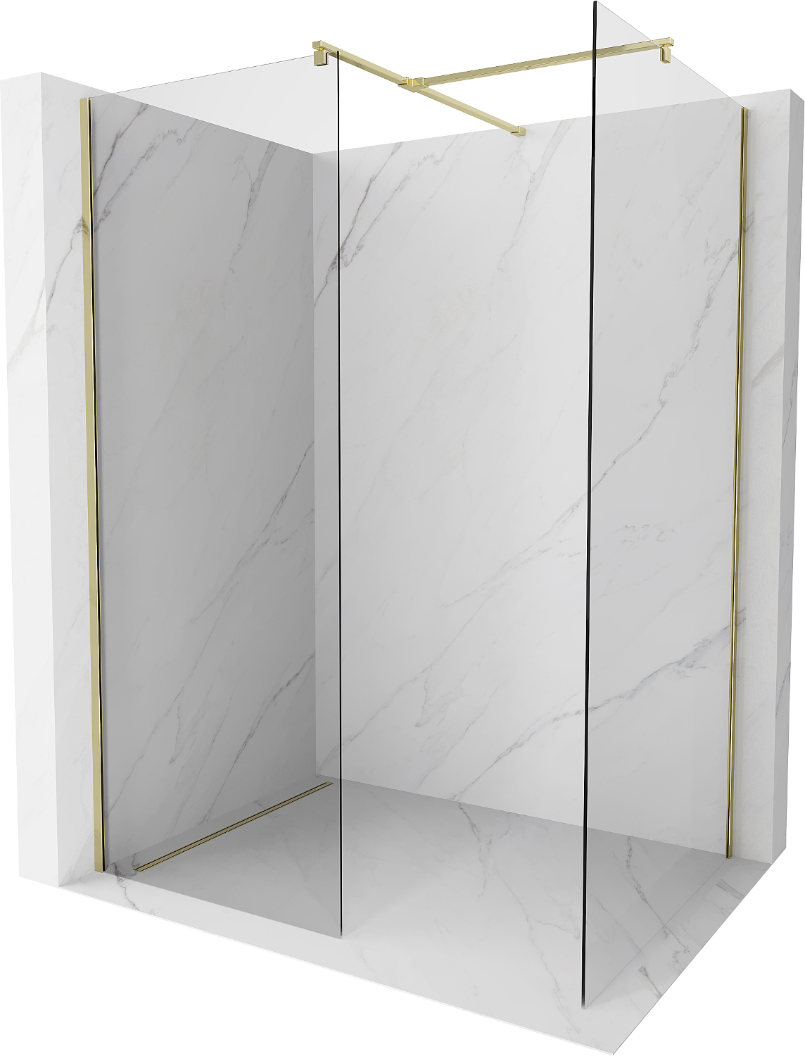 Mexen Kioto Walk-in Duschwand 105 x 70 cm, transparent, gold - 800-105-202-50-00-070