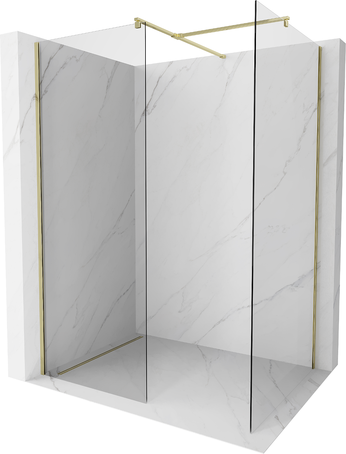 Mexen Kioto Duschwand Walk-in 120 x 110 cm, transparent, gold - 800-120-202-50-00-110