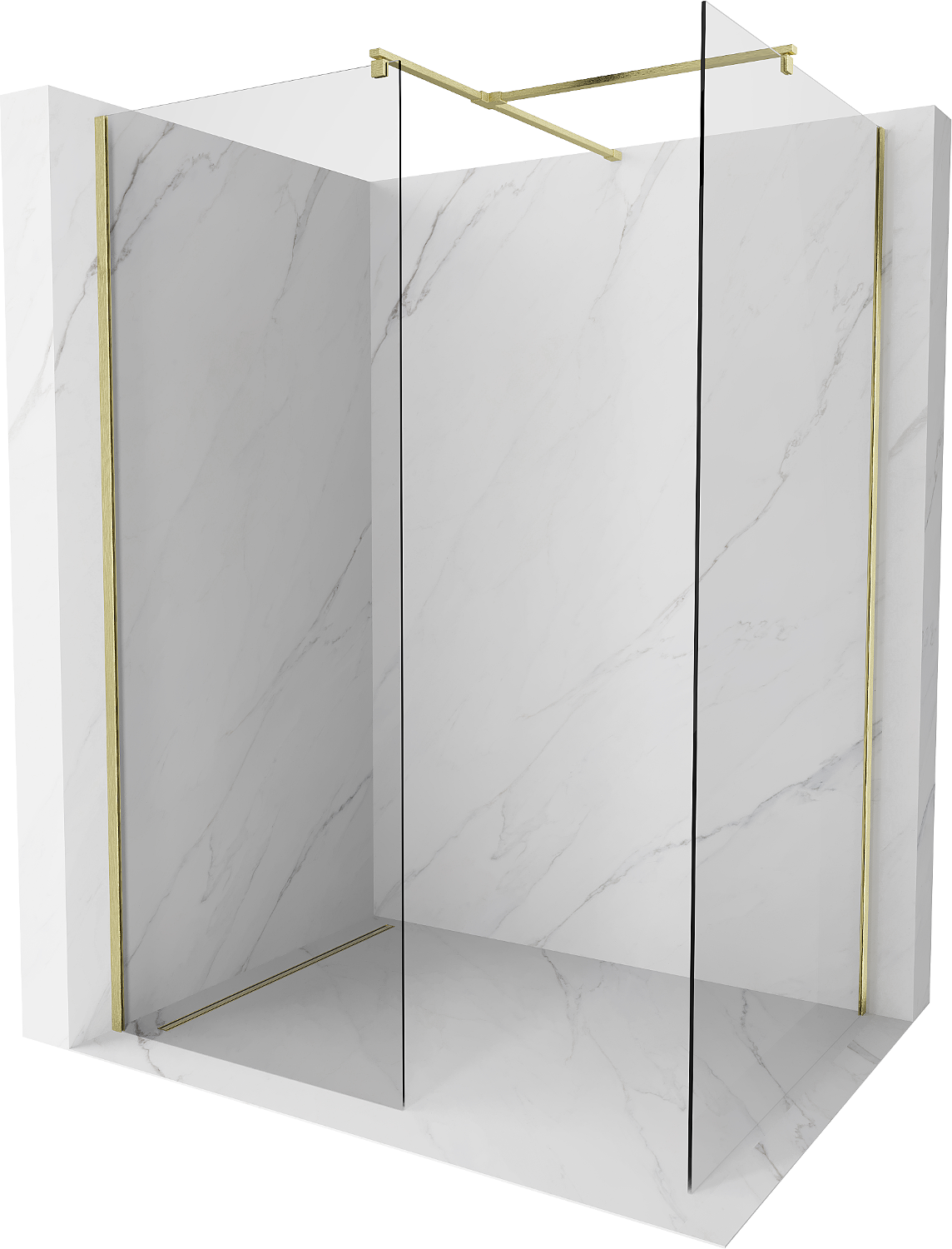 Mexen Kioto Walk-in Duschwand 115 x 70 cm, transparent, gebürstetes Gold - 800-115-202-55-00-070