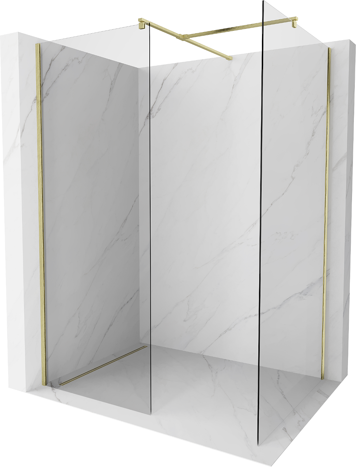 Mexen Kioto Duschwand Walk-in 120 x 115 cm, transparent, gebürstetes Gold - 800-120-202-55-00-115