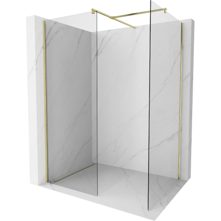 Mexen Kioto Walk-in Dusche 130 x 80 cm, transparent, gebürstetes Gold - 800-130-202-55-00-080