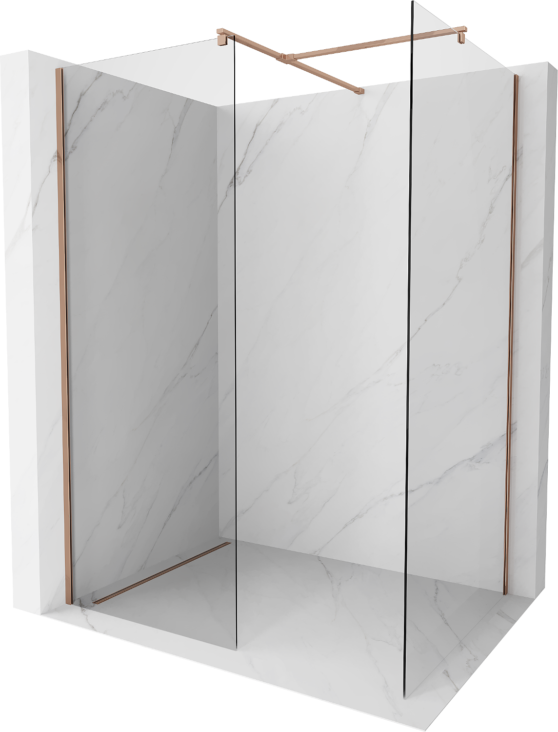 Mexen Kioto Walk-in Duschwand 80 x 80 cm, transparent, rose Gold - 800-080-202-60-00-080