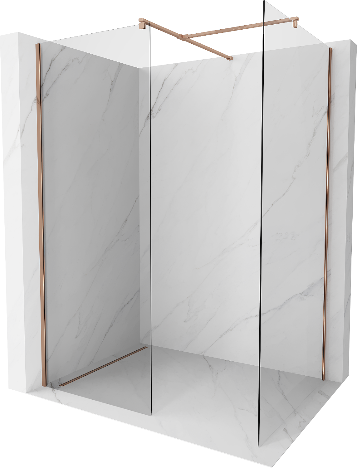 Mexen Kioto Duschwand Walk-in 100 x 75 cm, transparent, roségold - 800-100-202-60-00-075