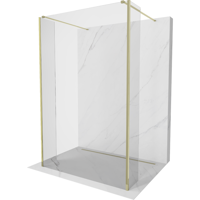 Mexen Kioto freistehende Duschwand 95 x 30 x 30 cm, transparent, gold - 800-095-030-222-50-00-030