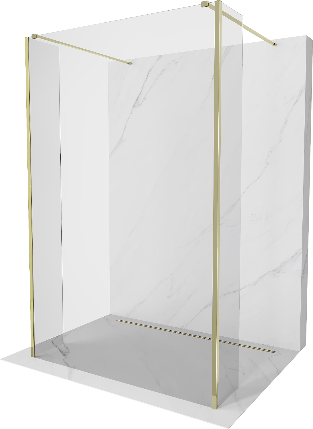 Mexen Kioto freistehende Duschwand 95 x 30 x 30 cm, transparent, gold - 800-095-030-222-50-00-030