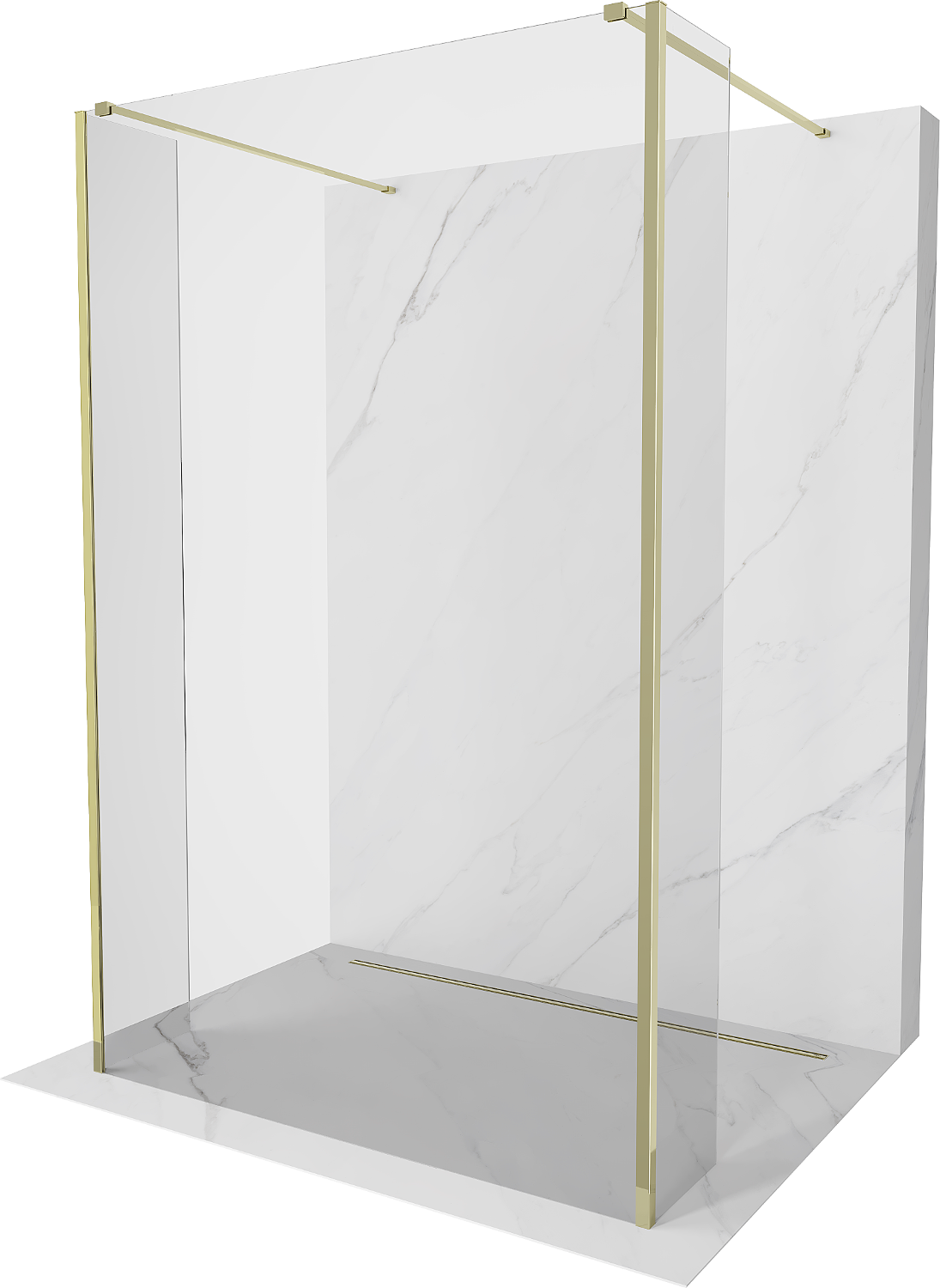 Mexen Kioto freistehende Duschwand 110 x 30 x 30 cm, transparent, golden - 800-110-030-222-50-00-030