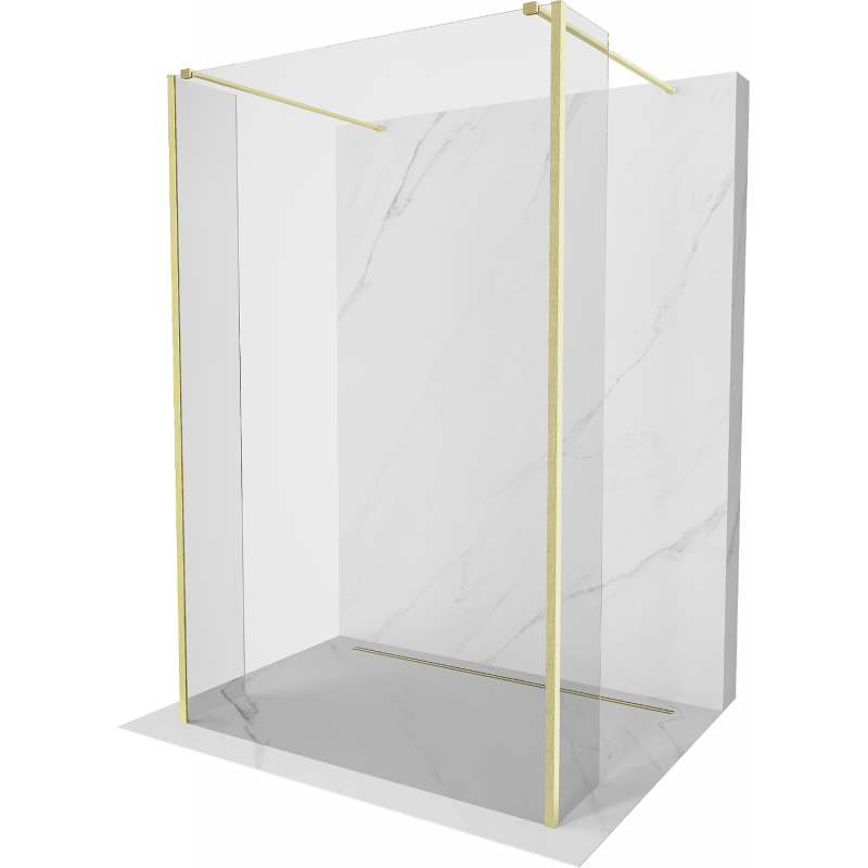 Mexen Kioto freistehende Duschwand 95 x 30 x 30 cm, transparent, gebürstetes Gold - 800-095-030-222-55-00-030