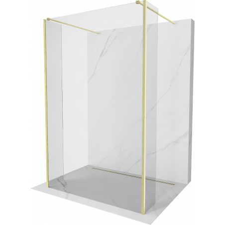 Mexen Kioto freistehende Duschwand 105 x 30 x 30 cm, transparent, gebürstetes Gold - 800-105-030-222-55-00-030