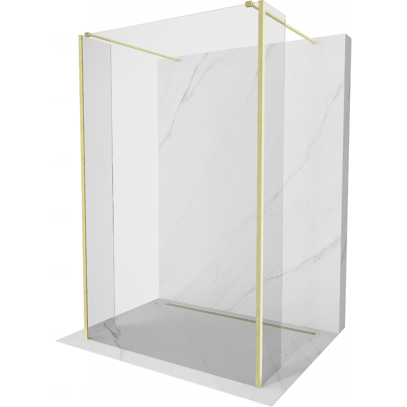 Mexen Kioto freistehende Duschwand 150 x 30 x 30 cm, transparent, gebürstetes Gold - 800-150-030-222-55-00-030