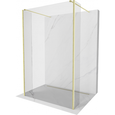 Mexen Kioto freistehende Duschwand 170 x 30 x 30 cm, transparent, gebürstetes Gold - 800-170-030-222-55-00-030