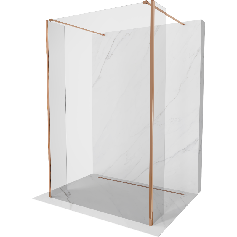 Mexen Kioto freistehende Duschwand 90 x 30 x 30 cm, transparent, roségold - 800-090-030-222-60-00-030