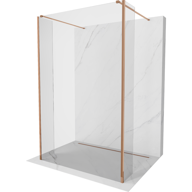 Mexen Kioto freistehende Duschwand 150 x 30 x 30 cm, transparent, roségold - 800-150-030-222-60-00-030