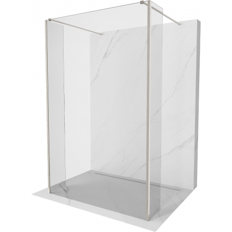 Mexen Kioto Duschwand freistehend 130 x 30 x 30 cm, transparent, gebürstetes Nickel - 800-130-030-222-97-00-030