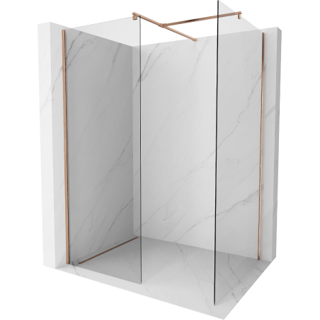 Mexen Kioto Walk-in-Dusche 90 x 75 cm, transparent, gebürstetes Kupfer - 800-090-202-65-00-075