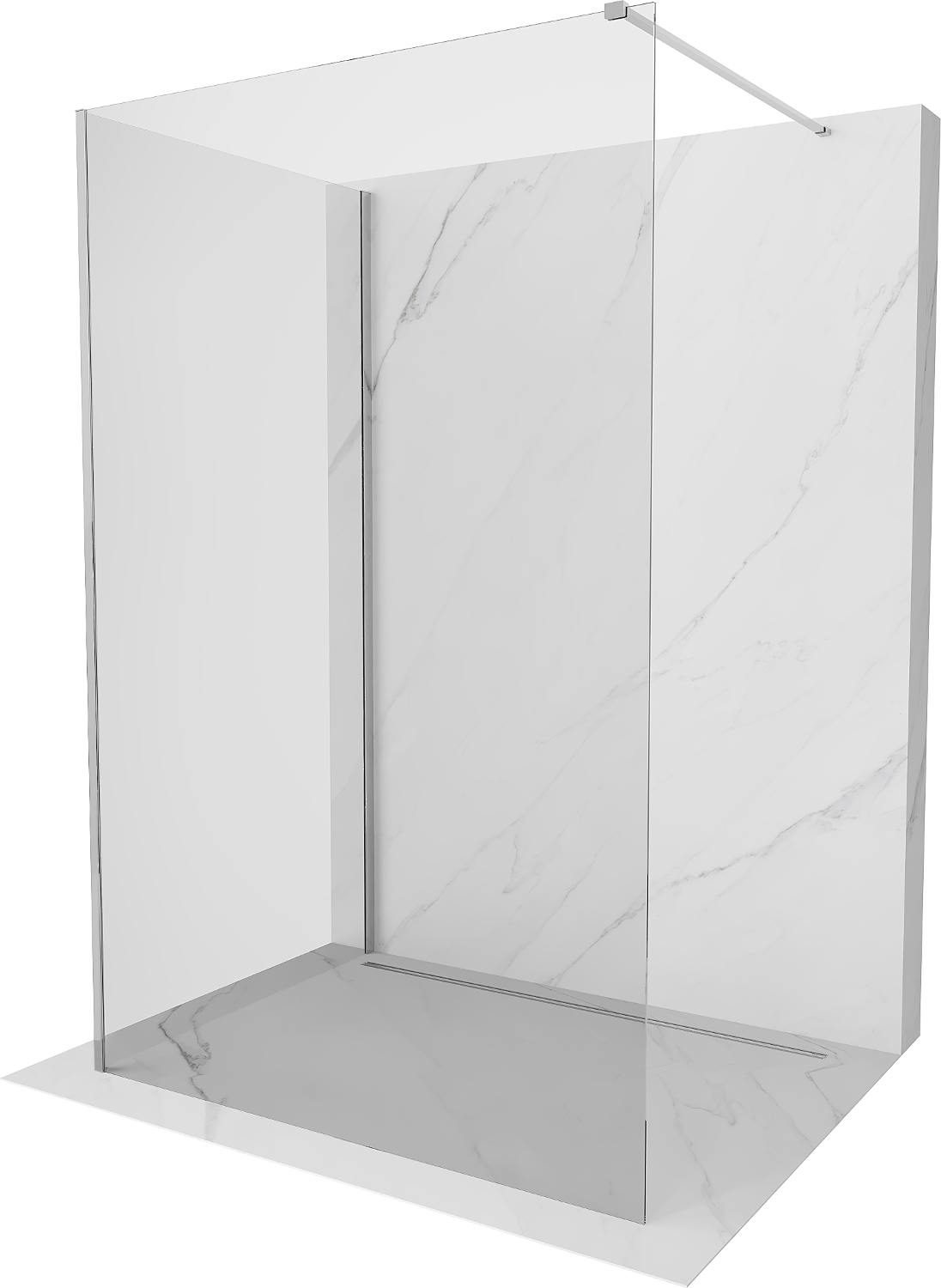 Mexen Kioto Duschwand Walk-in 125 x 70 cm, transparent, chrom - 800-125-212-01-00-070