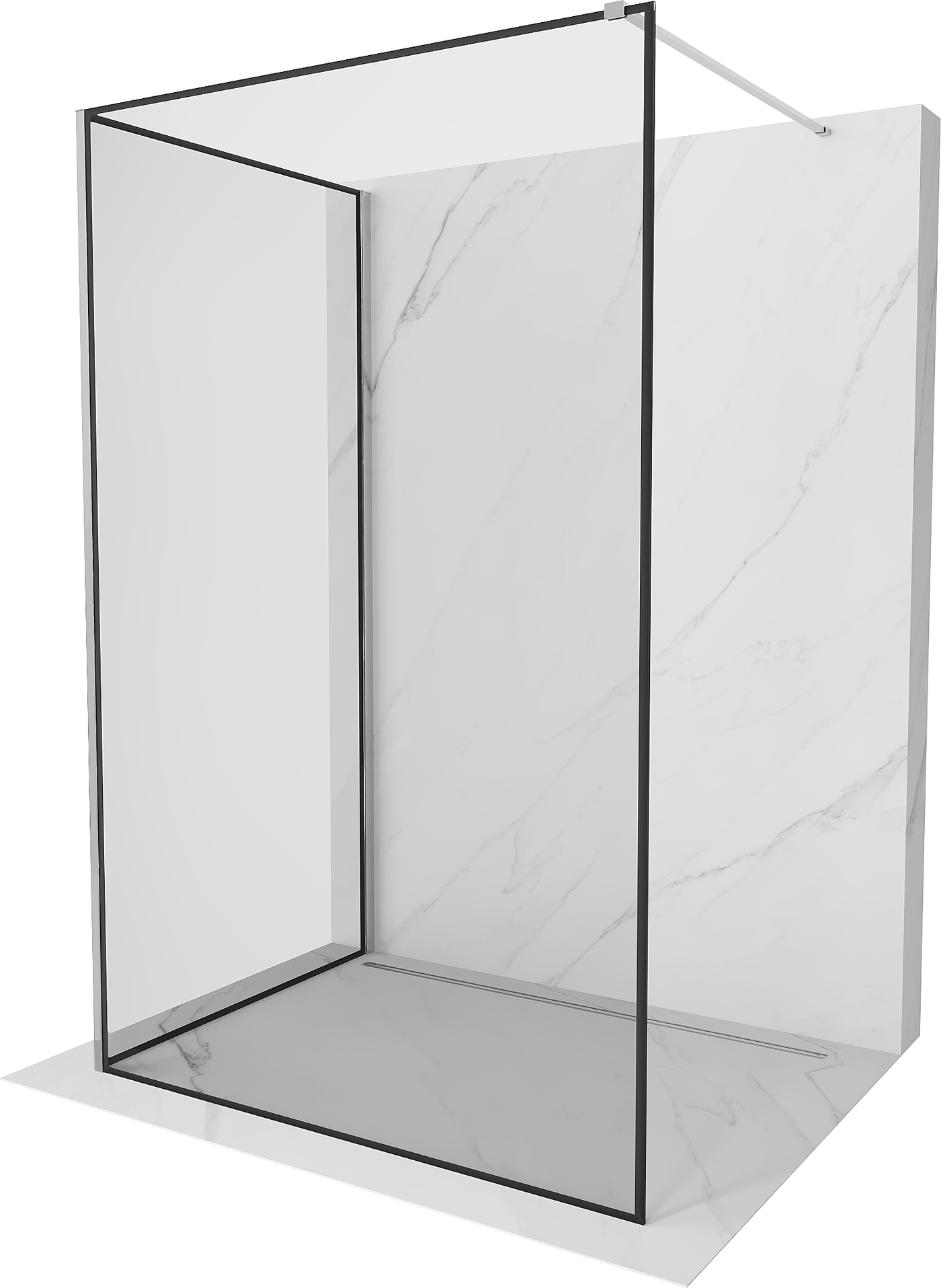 Mexen Kioto Duschwand Walk-in 120 x 80 cm, schwarzes Muster, Chrom - 800-120-212-01-70-080