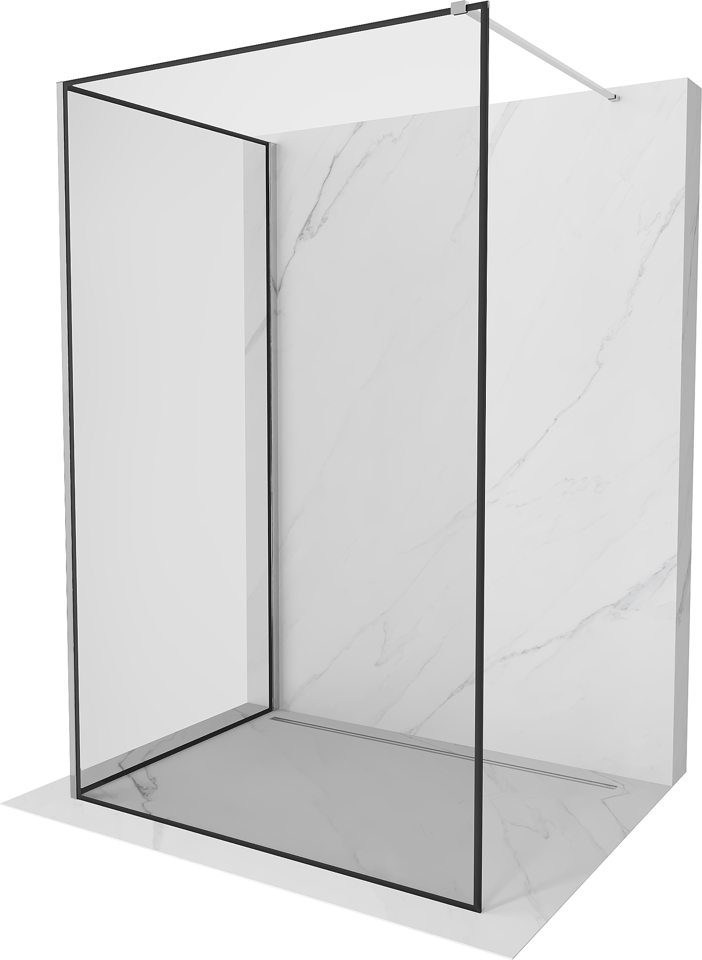 Mexen Kioto Walk-in Duschwand 100 x 90 cm, schwarzes Muster, Chrom - 800-100-212-01-70-090