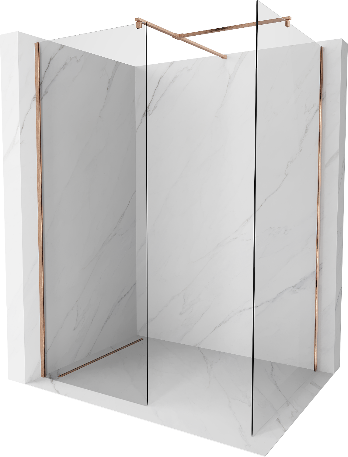 Mexen Kioto Walk-in Duschwand 110 x 90 cm, transparent, gebürstetes Kupfer - 800-110-202-65-00-090