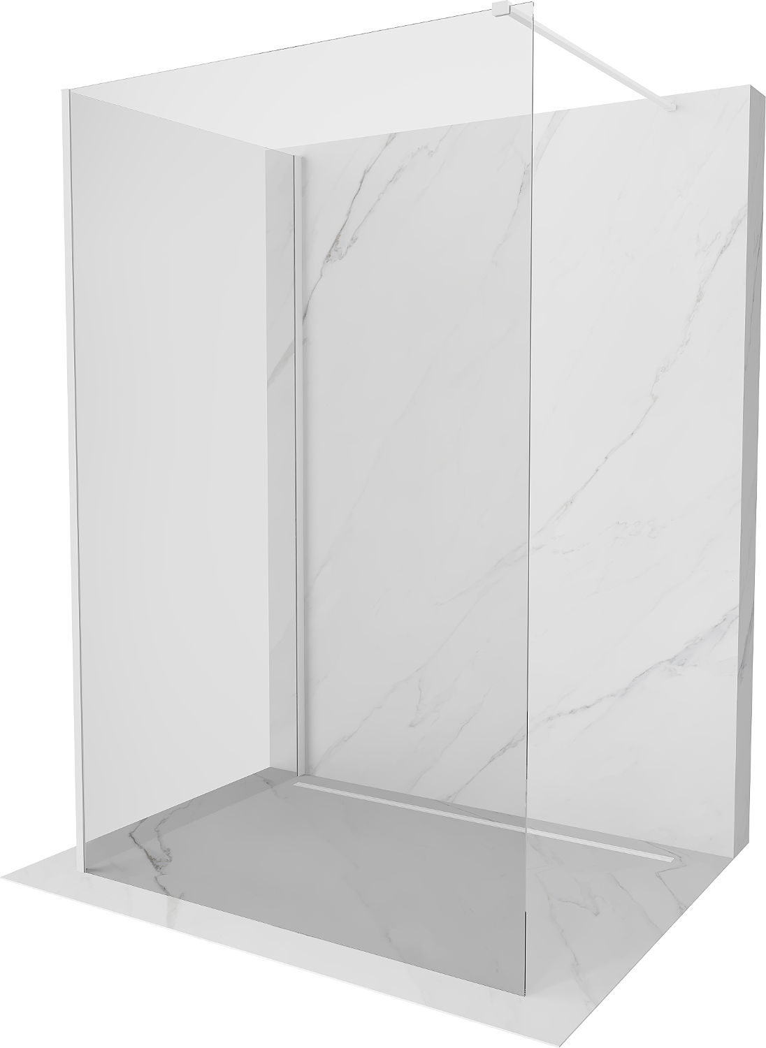 Mexen Kioto Duschwand Walk-in 130 x 70 cm, transparent, weiß - 800-130-212-20-00-070