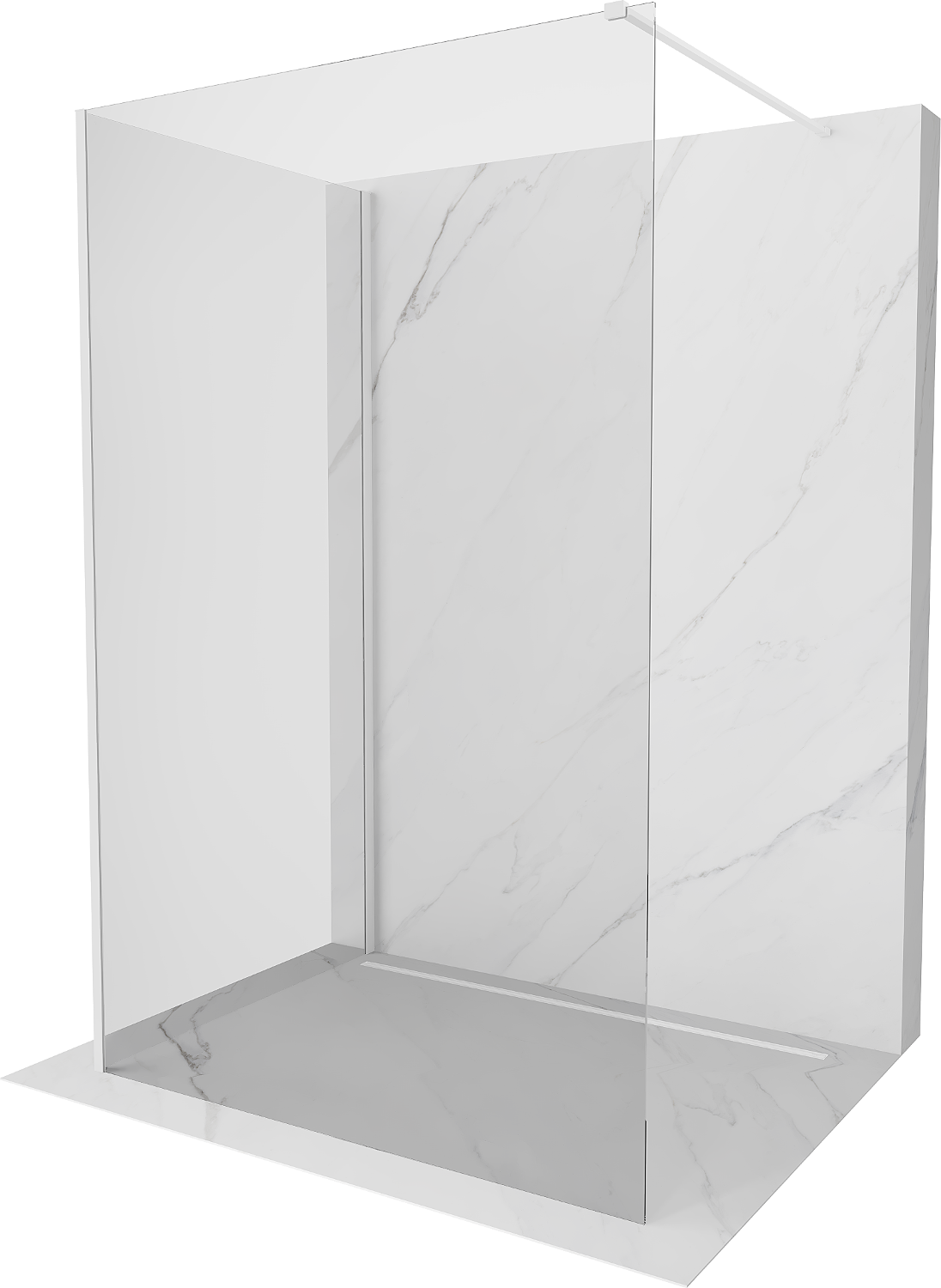 Mexen Kioto Walk-in Duschwand 110 x 80 cm, transparent, weiß - 800-110-212-20-00-080