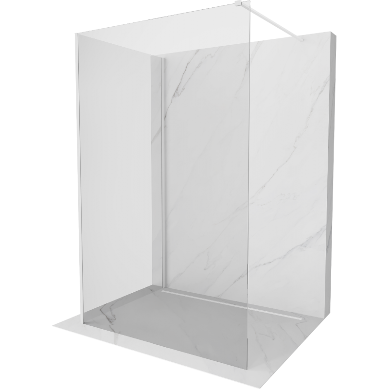 Mexen Kioto Walk-in Duschwand 125 x 80 cm, transparent, weiß - 800-125-212-20-00-080