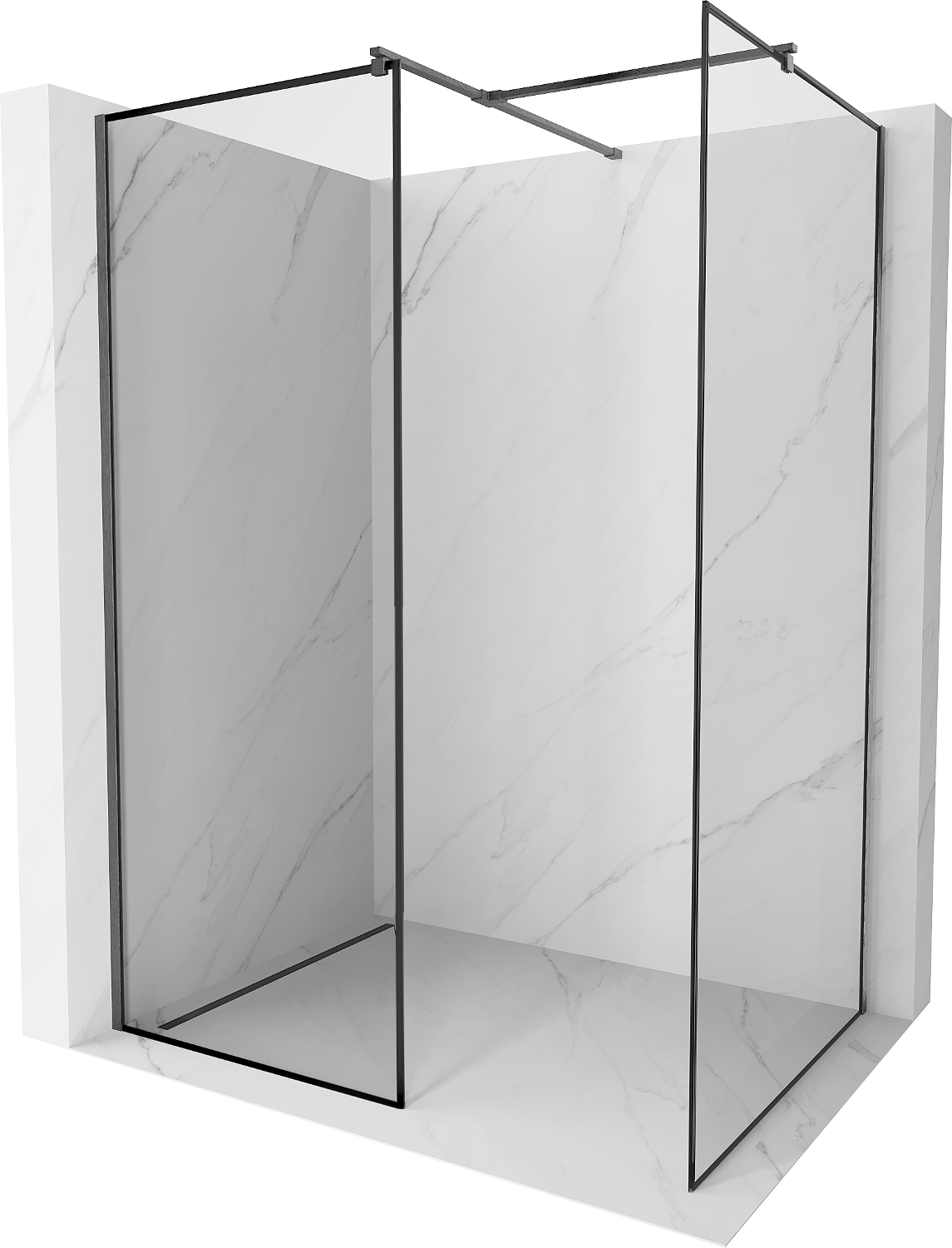 Mexen Kioto Walk-in-Dusche 160 x 80 cm, schwarzes Muster, gebürstetes graufarbenes Finish - 800-160-202-66-70-080