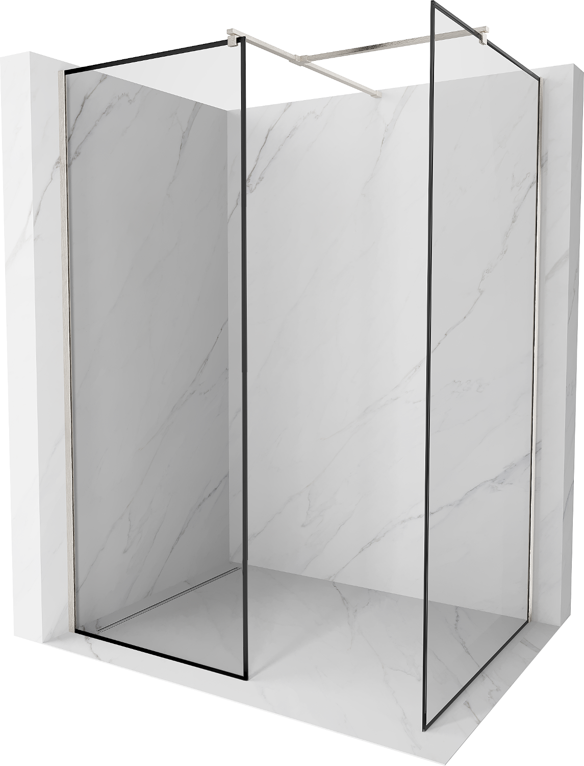 Mexen Kioto Dusche Walk-in 100 x 70 cm, schwarzes Muster, gebürstetes Nickel - 800-100-202-97-70-070