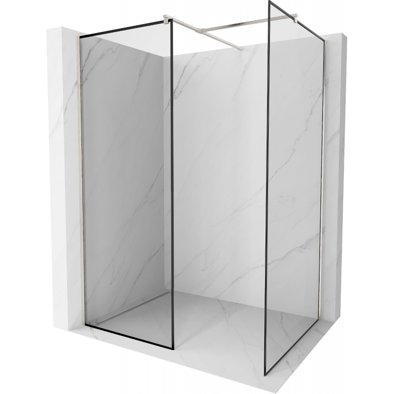 Mexen Kioto Walk-in-Dusche 120 x 110 cm, schwarzes Muster, gebürstetes Nickel - 800-120-202-97-70-110