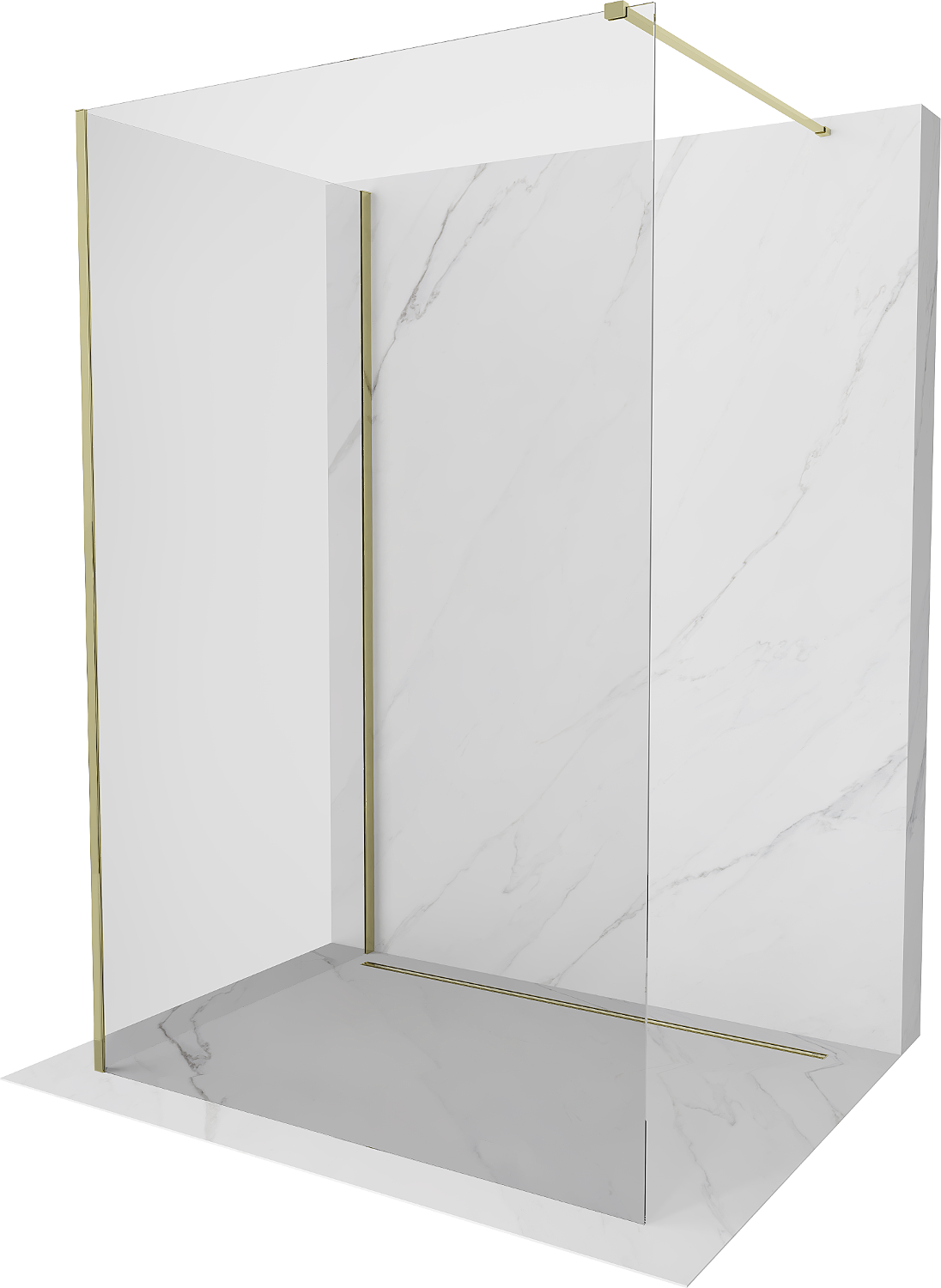 Mexen Kioto Duschwand Walk-in 90 x 70 cm, transparent, gold - 800-090-212-50-00-070