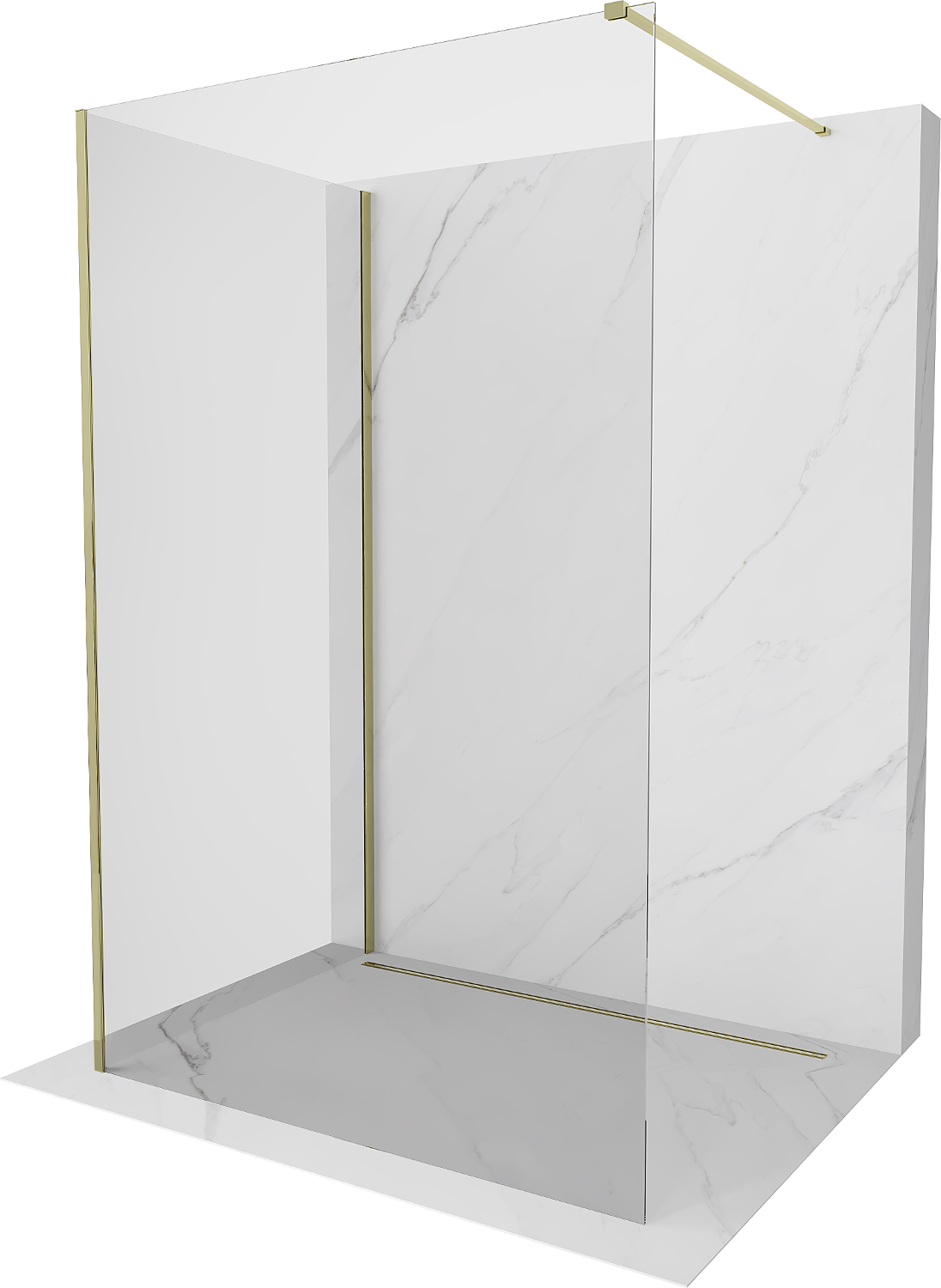 Mexen Kioto Walk-in Duschwand 110 x 70 cm, transparent, gold - 800-110-212-50-00-070