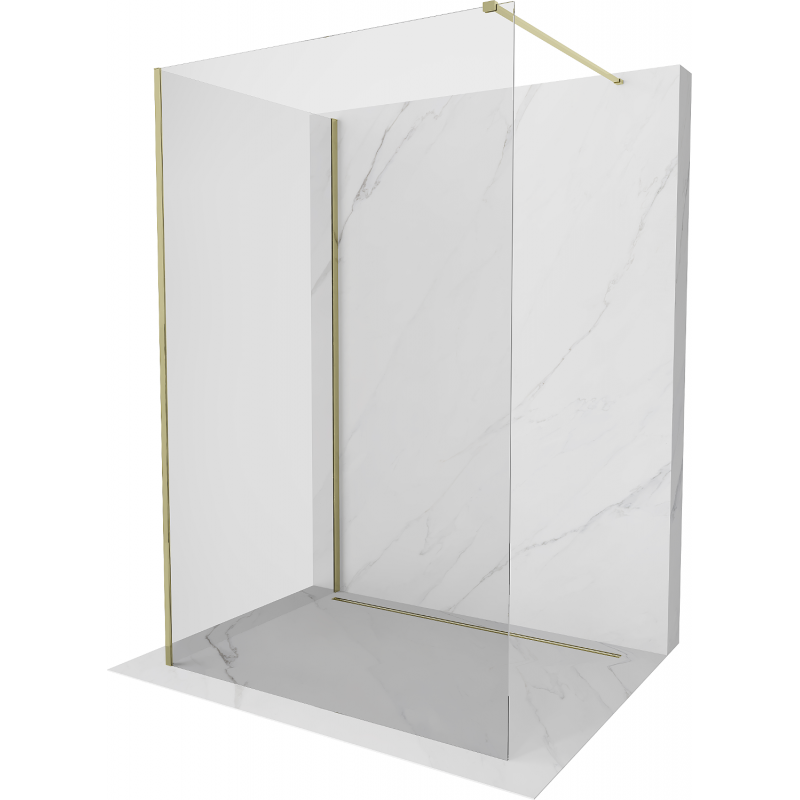 Mexen Kioto Duschwand Walk-in 90 x 75 cm, transparent, gold - 800-090-212-50-00-075