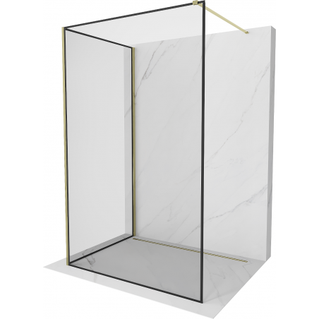 Mexen Kioto Duschwand Walk-in 110 x 70 cm, schwarzes Muster, gold - 800-110-212-50-70-070