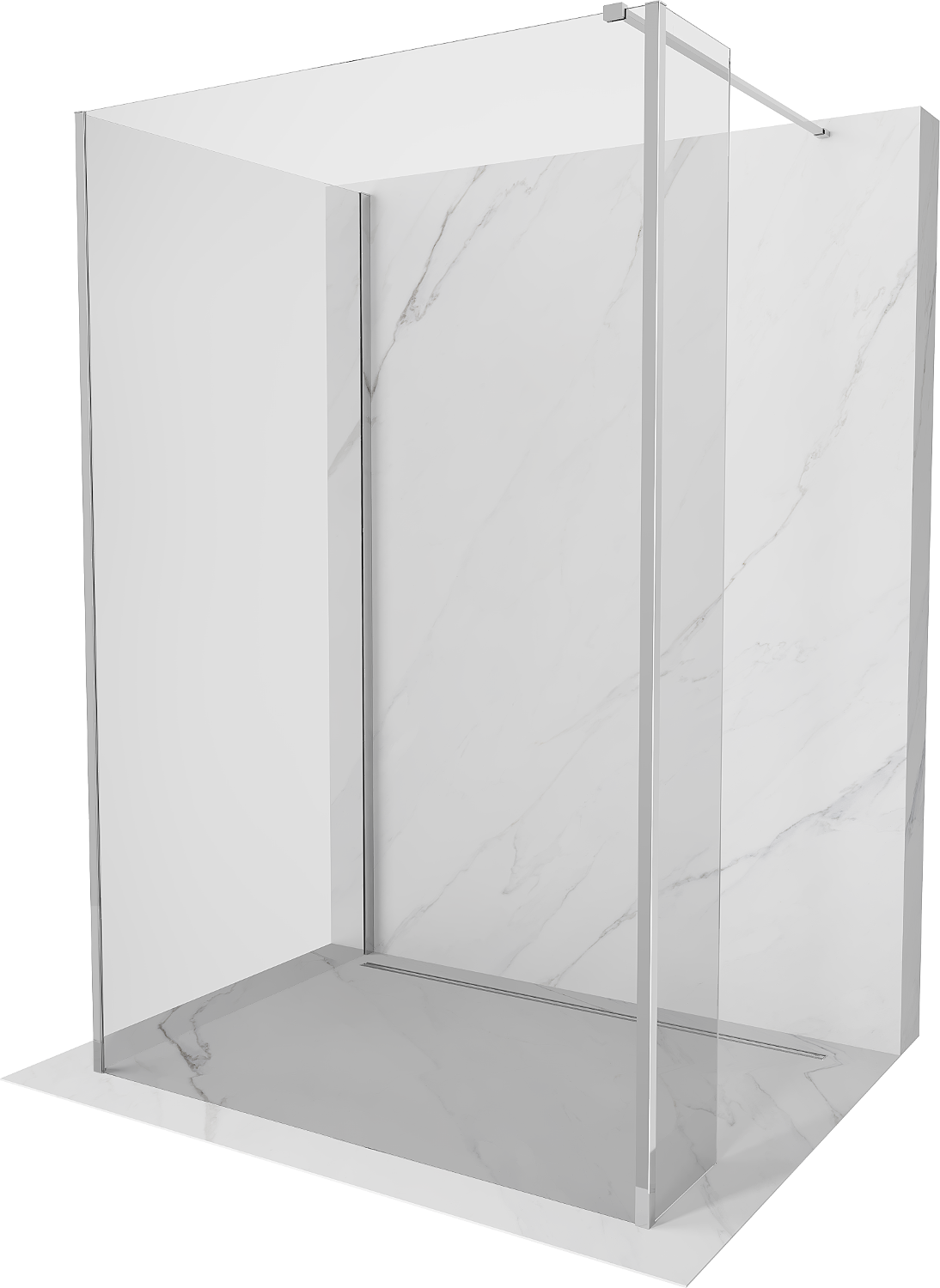 Mexen Kioto Walk-in Duschwand 100 x 70 x 30 cm, transparent, chrom - 800-100-070-221-01-00-030