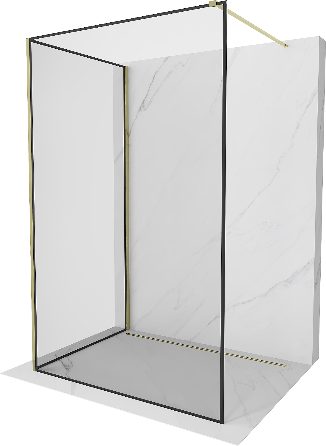 Mexen Kioto Duschwand Walk-in 120 x 90 cm, schwarzes Muster, gold - 800-120-212-50-70-090