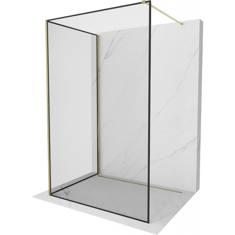 Mexen Kioto Duschwand Walk-in 100 x 100 cm, schwarzes Design, golden - 800-100-212-50-70-100