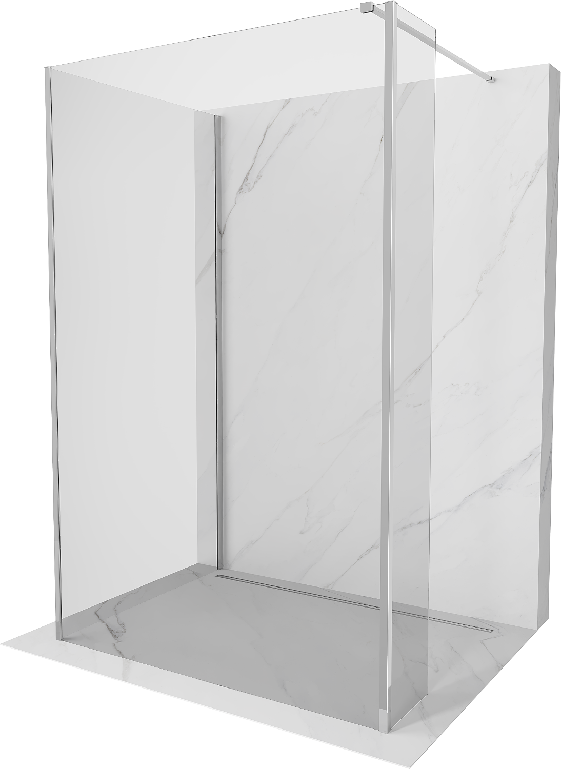 Mexen Kioto Duschwand Walk-in 140 x 100 x 30 cm, transparent, chrom - 800-140-100-221-01-00-030