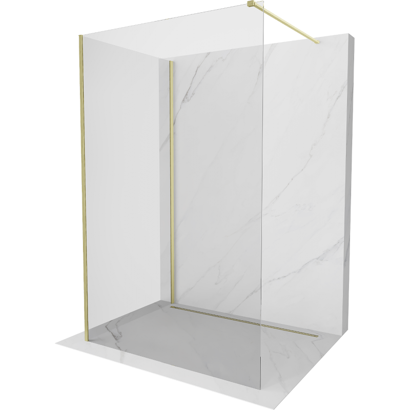 Mexen Kioto Duschwand Walk-in 90 x 70 cm, transparent, gebürstetes Gold - 800-090-212-55-00-070