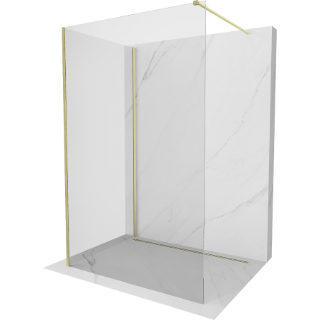 Mexen Kioto Duschwand Walk-in 90 x 70 cm, transparent, gebürstetes Gold - 800-090-212-55-00-070