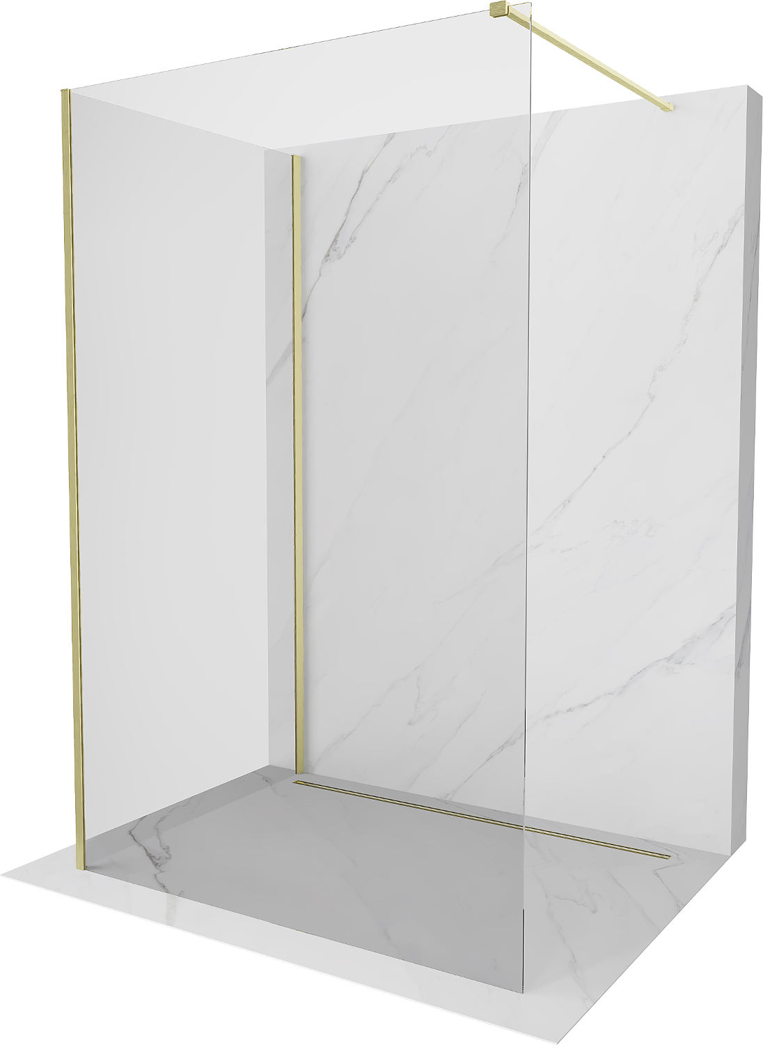 Mexen Kioto Duschwand Walk-in 90 x 70 cm, transparent, gebürstetes Gold - 800-090-212-55-00-070