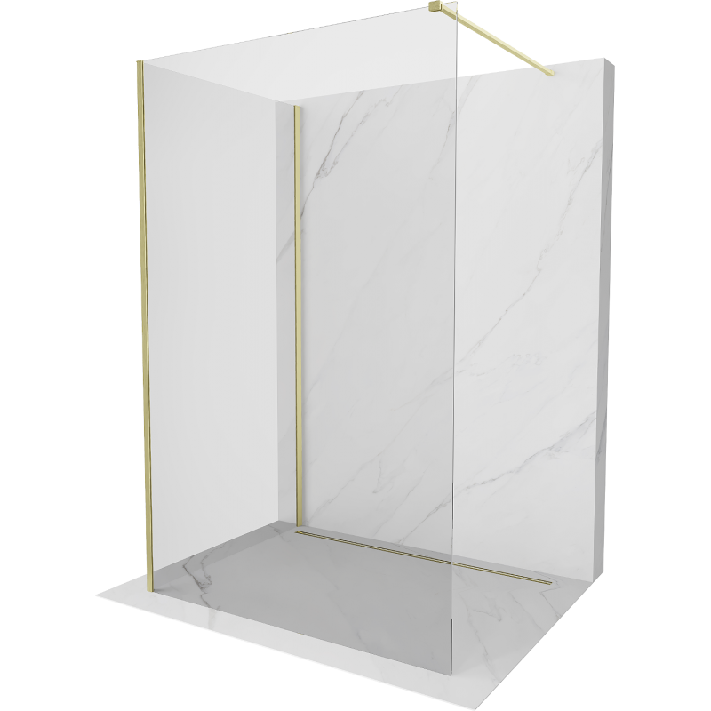 Mexen Kioto Duschwand Walk-in 100 x 70 cm, transparent, gebürstetes Gold - 800-100-212-55-00-070